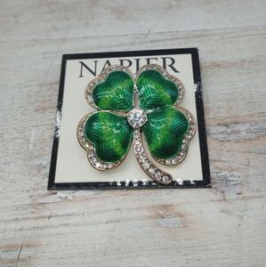 Napier St Patrick's Shamrock Pin With Crystal Accents